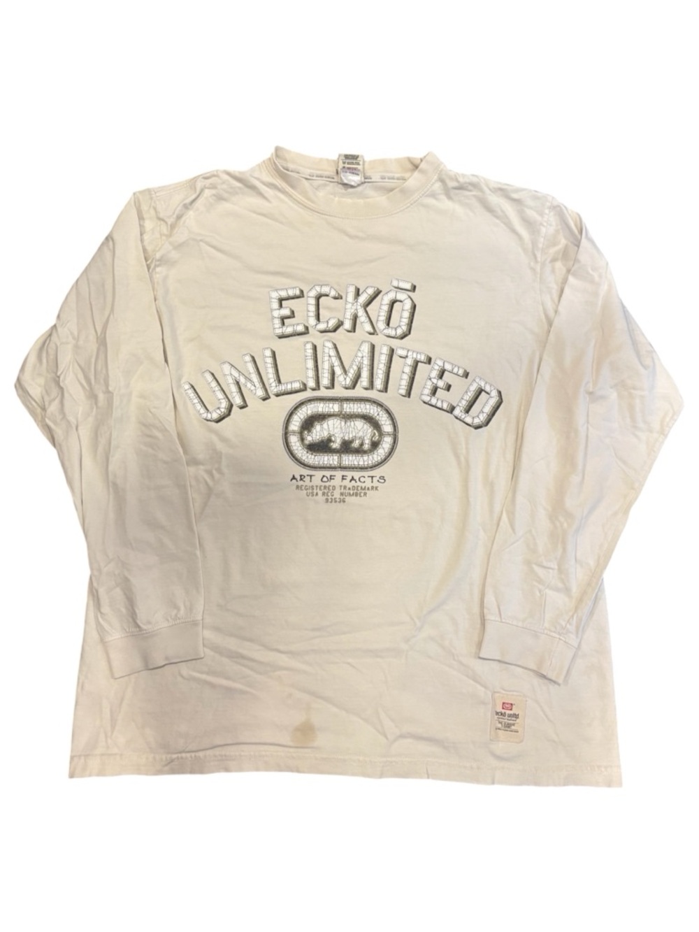 Men’s Large Ecko Unlimited Cream Long Sleeve Logo Tee